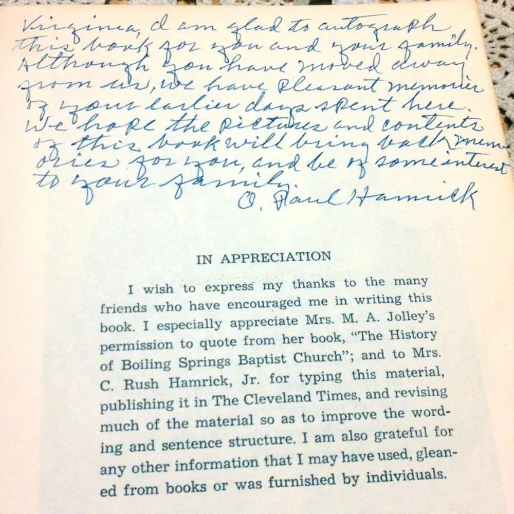 Vintage, Autographed, North Carolina History, Boiling Springs area